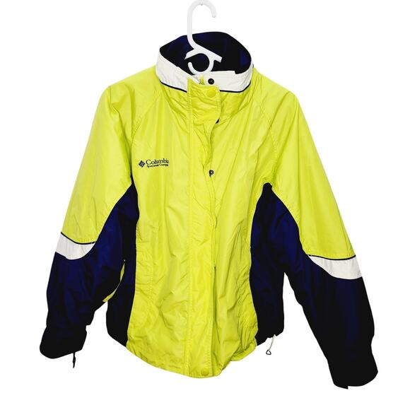 Vintage Columbia Bugaboo 2 in 1Neon Green and Navy Women's Winter Jacket Medium - Picture 1 of 16